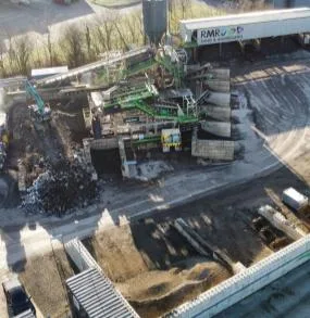 A recycling plant with conveyors