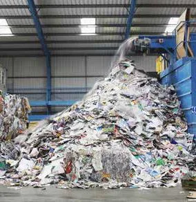 Recovered materials in a processing hall
